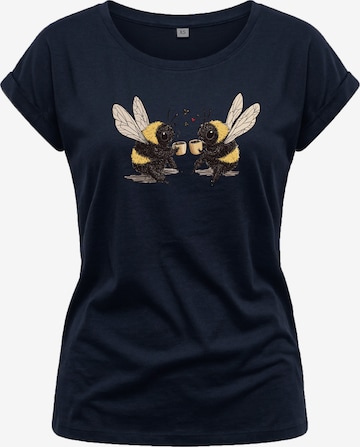 MAKAYA Shirt 'Kaffeeklatsch' in Blue: front