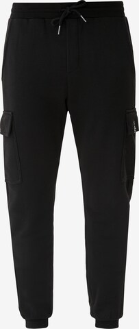 QS Tapered Cargo Pants in Black: front