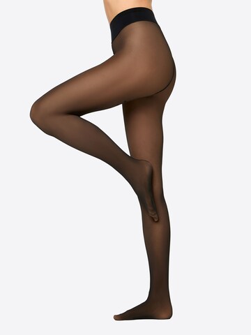 Nur Die Fijne panty ' Warm & Transparent Print ' in Zwart: voorkant