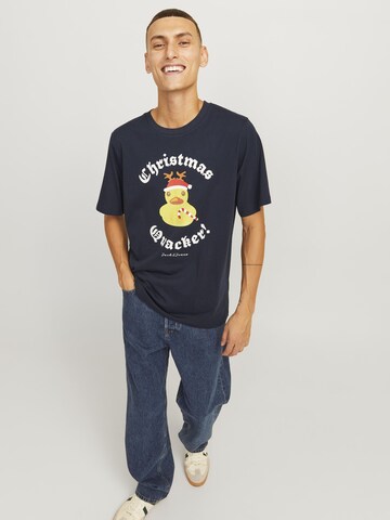 Maglietta 'JJXmas Funny' di JACK & JONES in blu