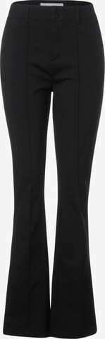 STREET ONE Flared Pleat-Front Pants in Black: front