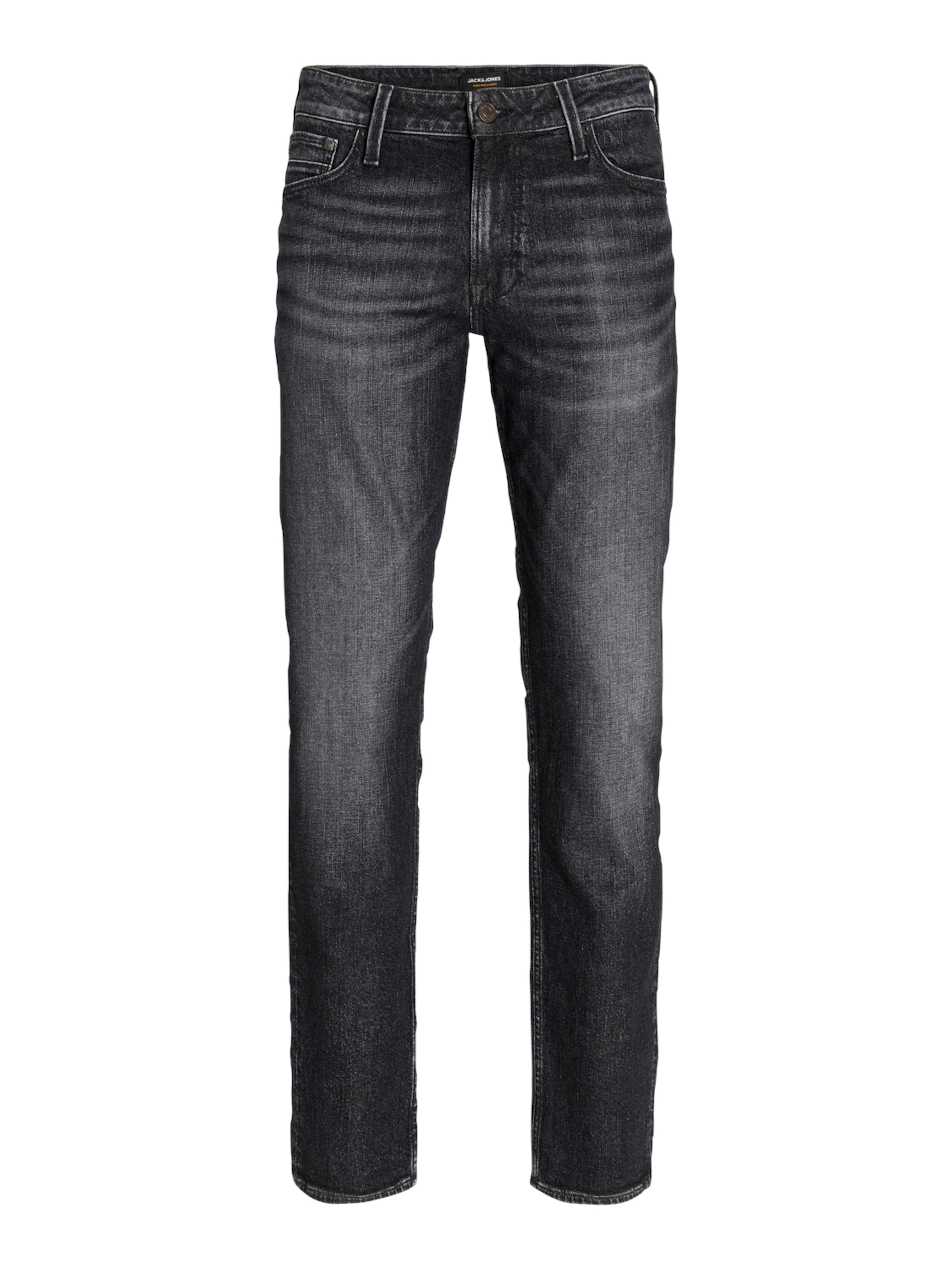 Coupe slim Jean 'JJIGlenn' JACK & JONES en noir : devant