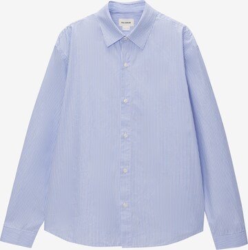 Pull&Bear Comfort fit Button Up Shirt in Blue: front