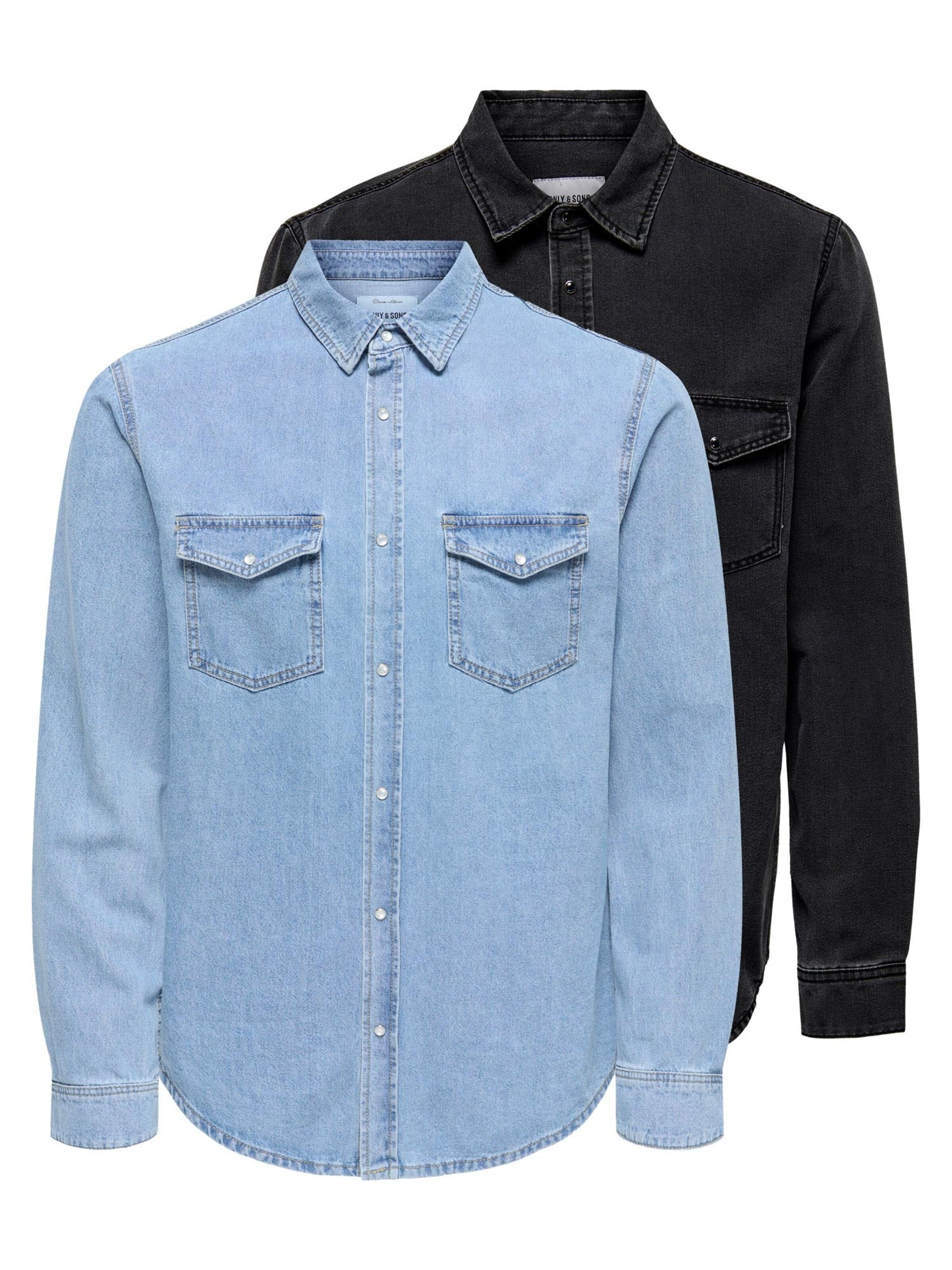 Only & Sons Regular fit Button Up Shirt 'Bane' in Blue: front