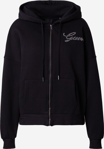 GUESS - Sudadera con cremallera en negro: frente