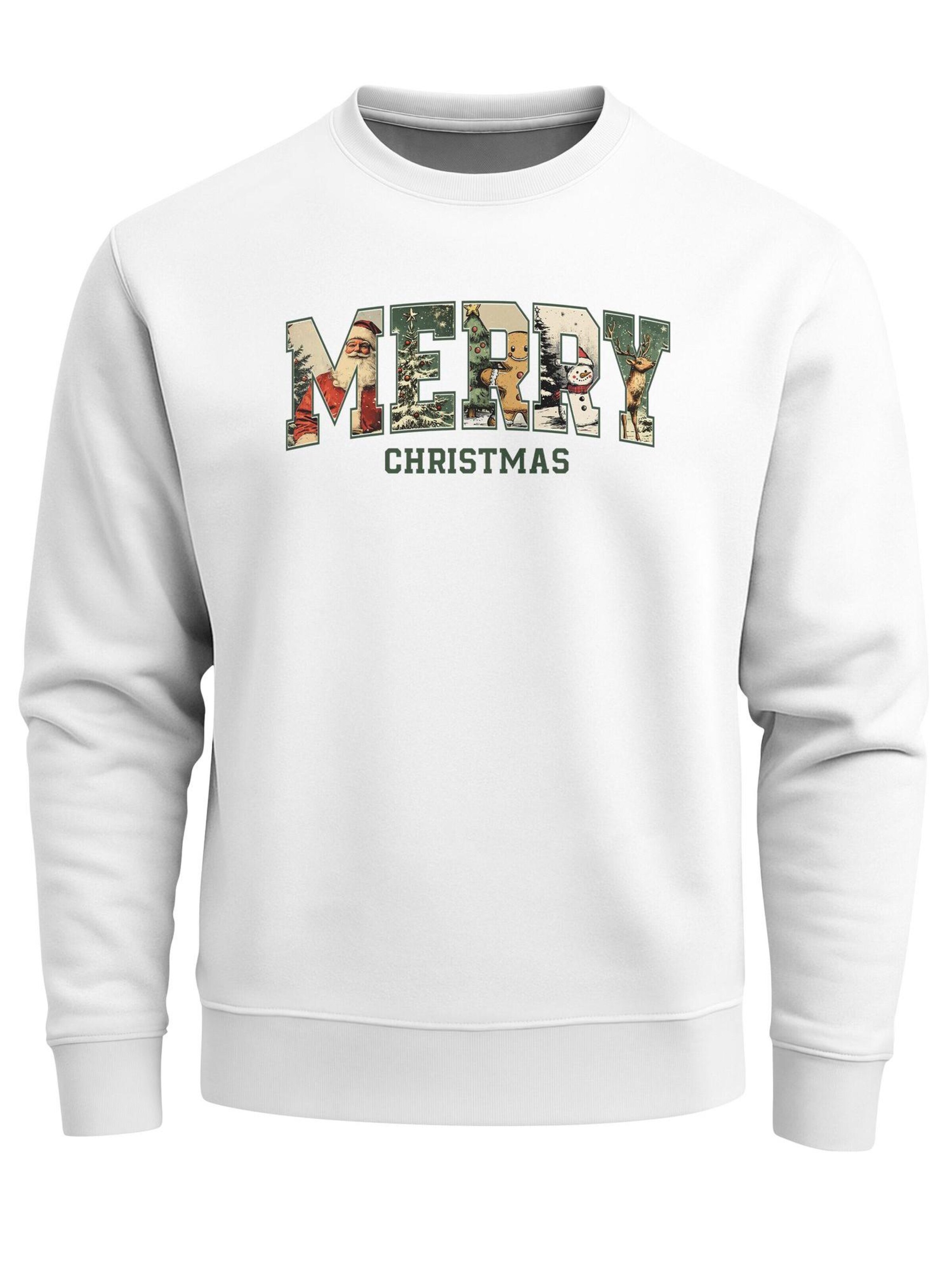 Neverless Sweatshirt 'Merry Christmas'‌ in Weiß: Vorderseite