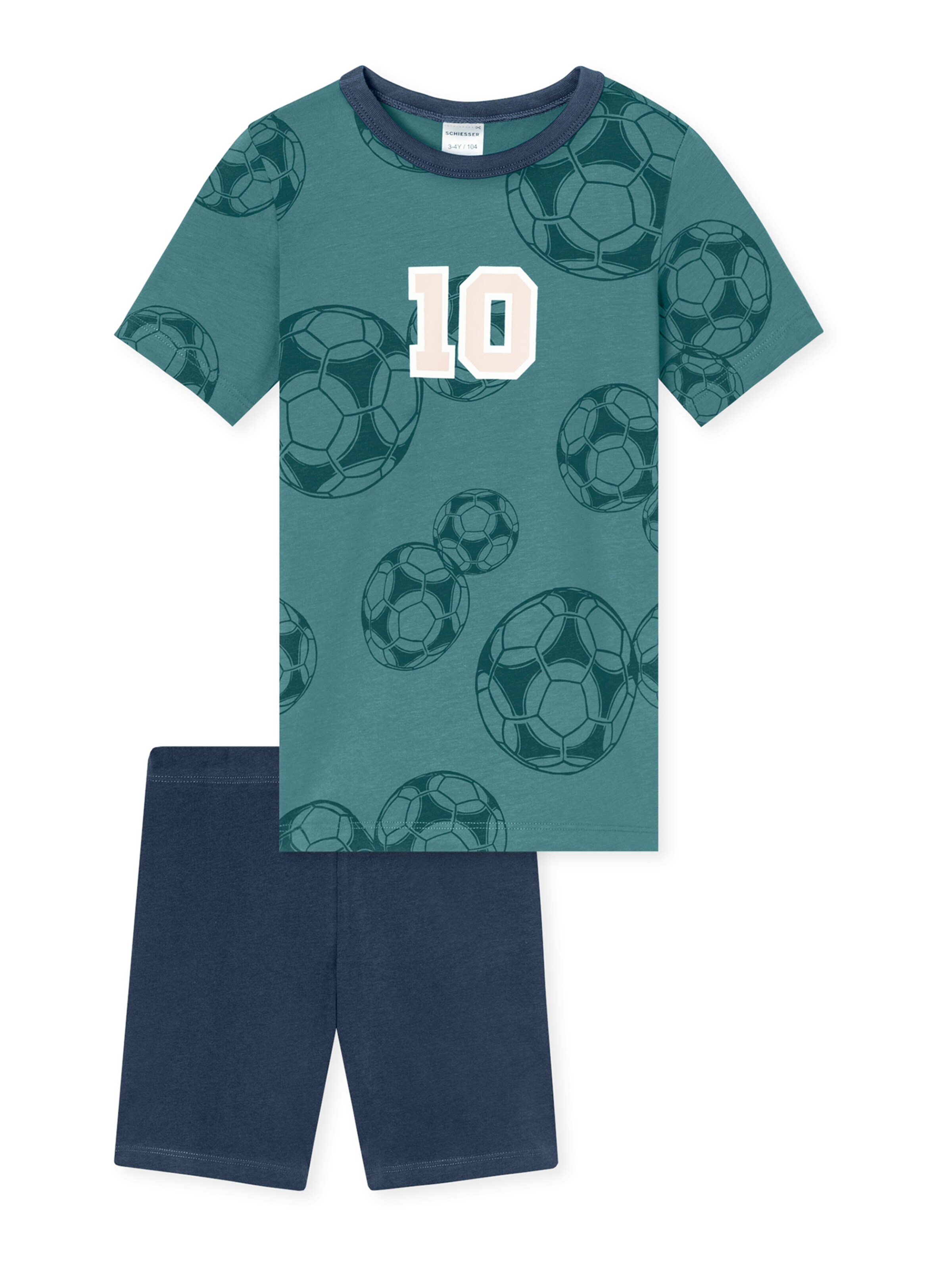 SCHIESSER Pyjama ' Boys World Organic Cotton ' in Grün: Vorderseite