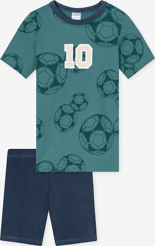 SCHIESSER Pyjama ' Boys World Organic Cotton ' in Grün: Vorderseite
