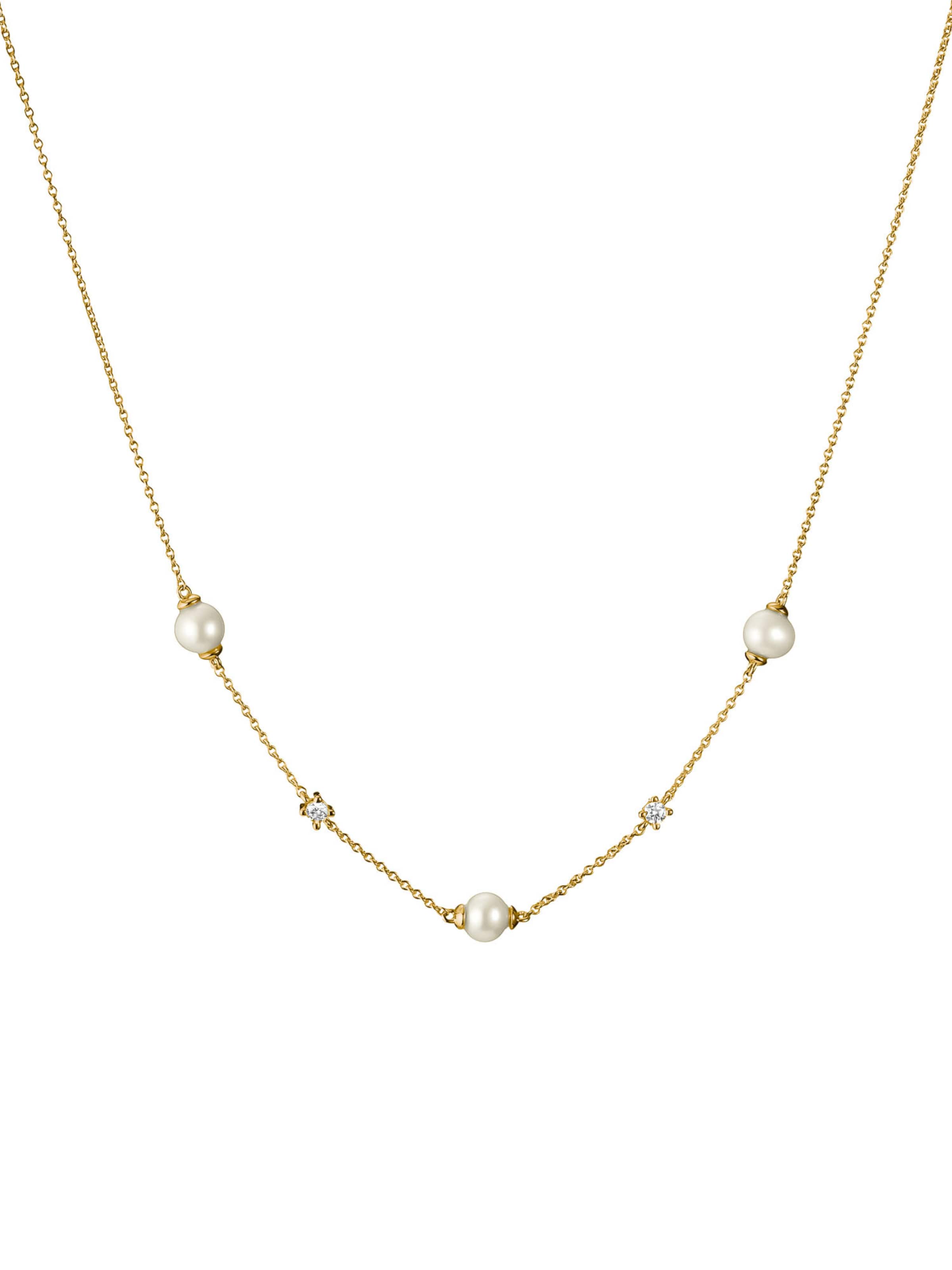 Thomas Sabo Kette mit Perlen und weißem Zirkonia in Gold: Vorderseite