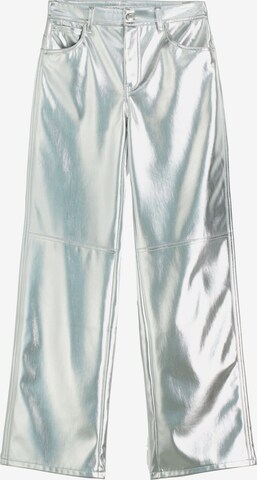 Bershka Normalny krój Spodnie w kolorze srebrny: przód