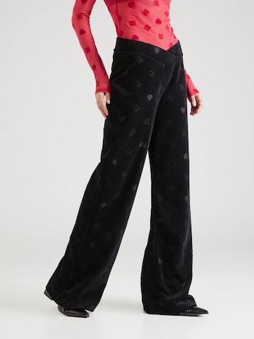 HUGO Red Wide leg Pants 'Navalia' in Black: front