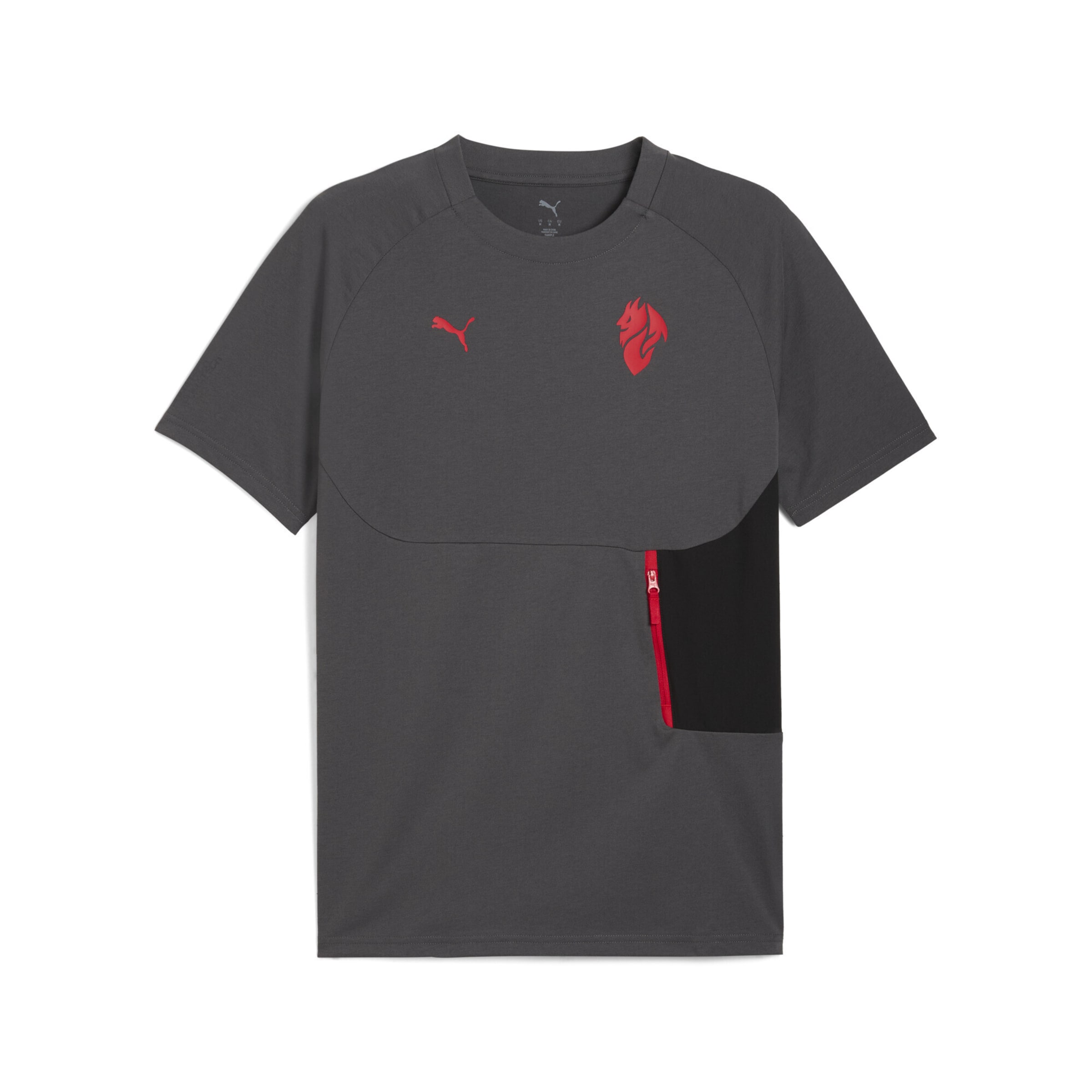 PUMA Functioneel shirt 'AC Milan Pumatech' in de kleur Donkergrijs / Donkerrood / Zwart, Productweergave
