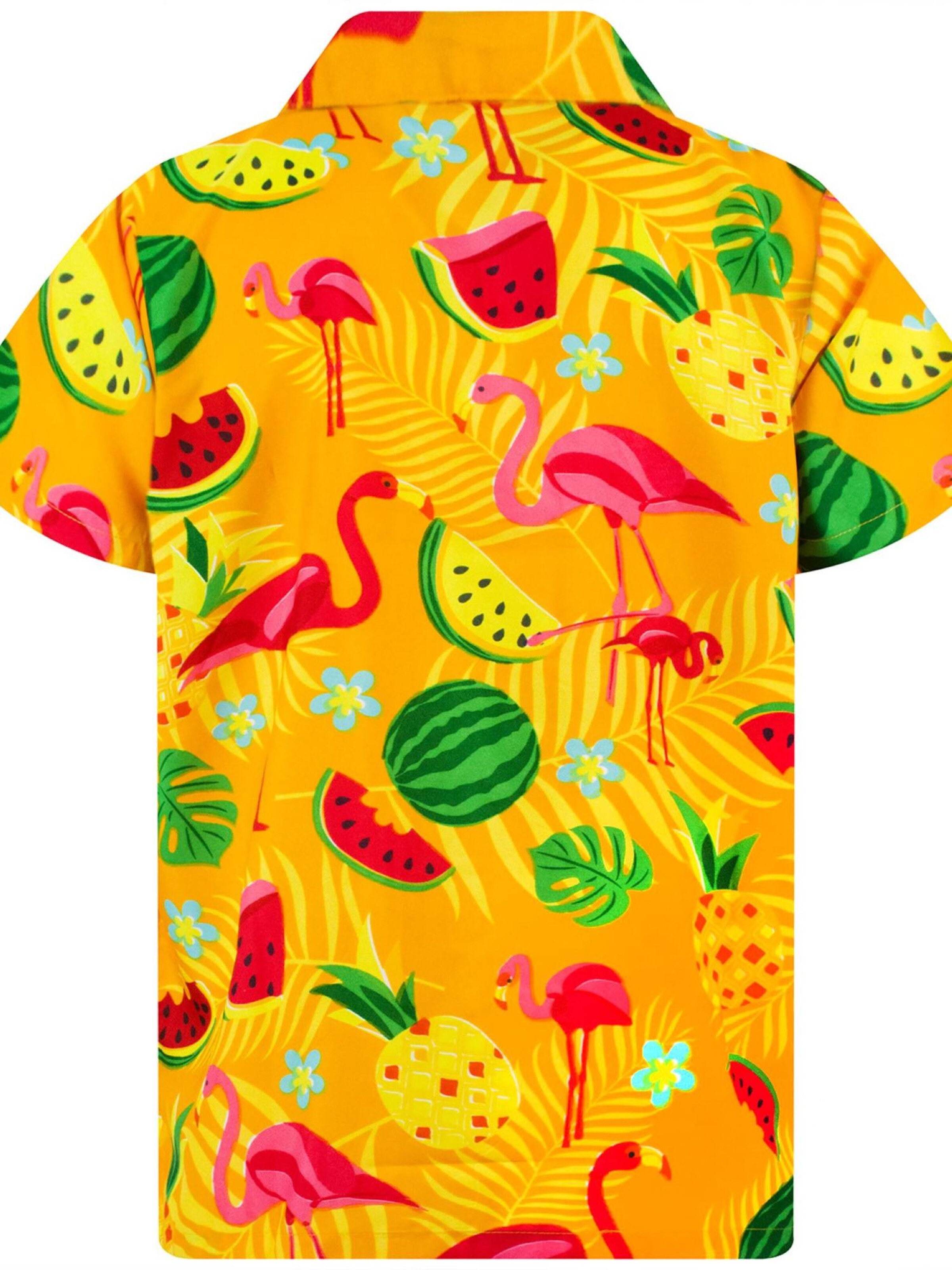 King Kameha Shirt 'Flamingo Melone'‌‌‌‌‌‌‌ in Gelb