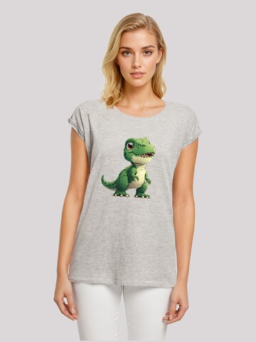 F4NT4STIC Shirt 'Süßer grüner Dino' in Grijs: voorkant