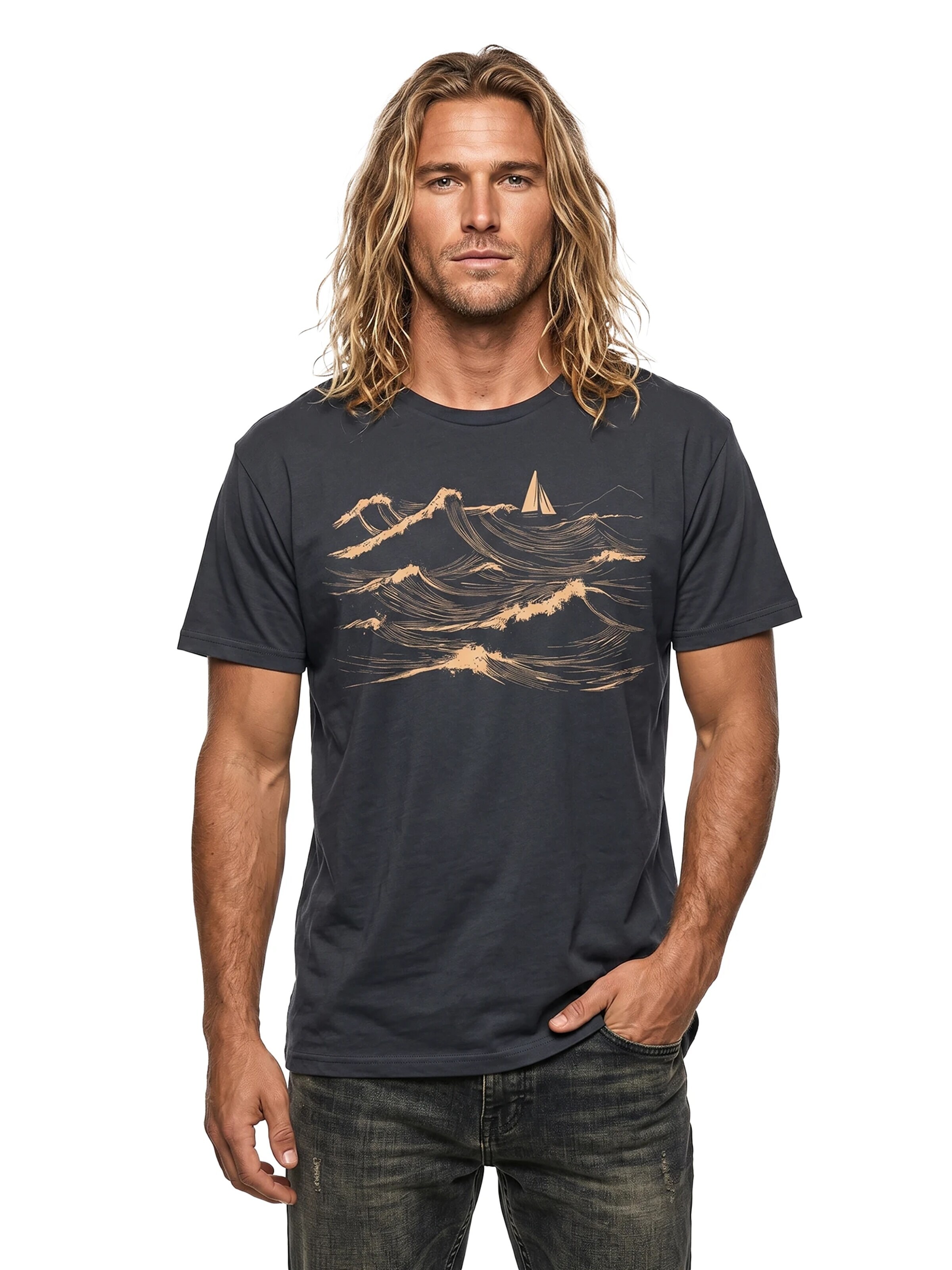MAKAYA Shirt 'Segelboot' in Grey