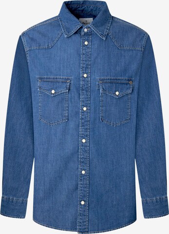 Pepe Jeans Slim fit Button Up Shirt 'CARSON' in Blue: front