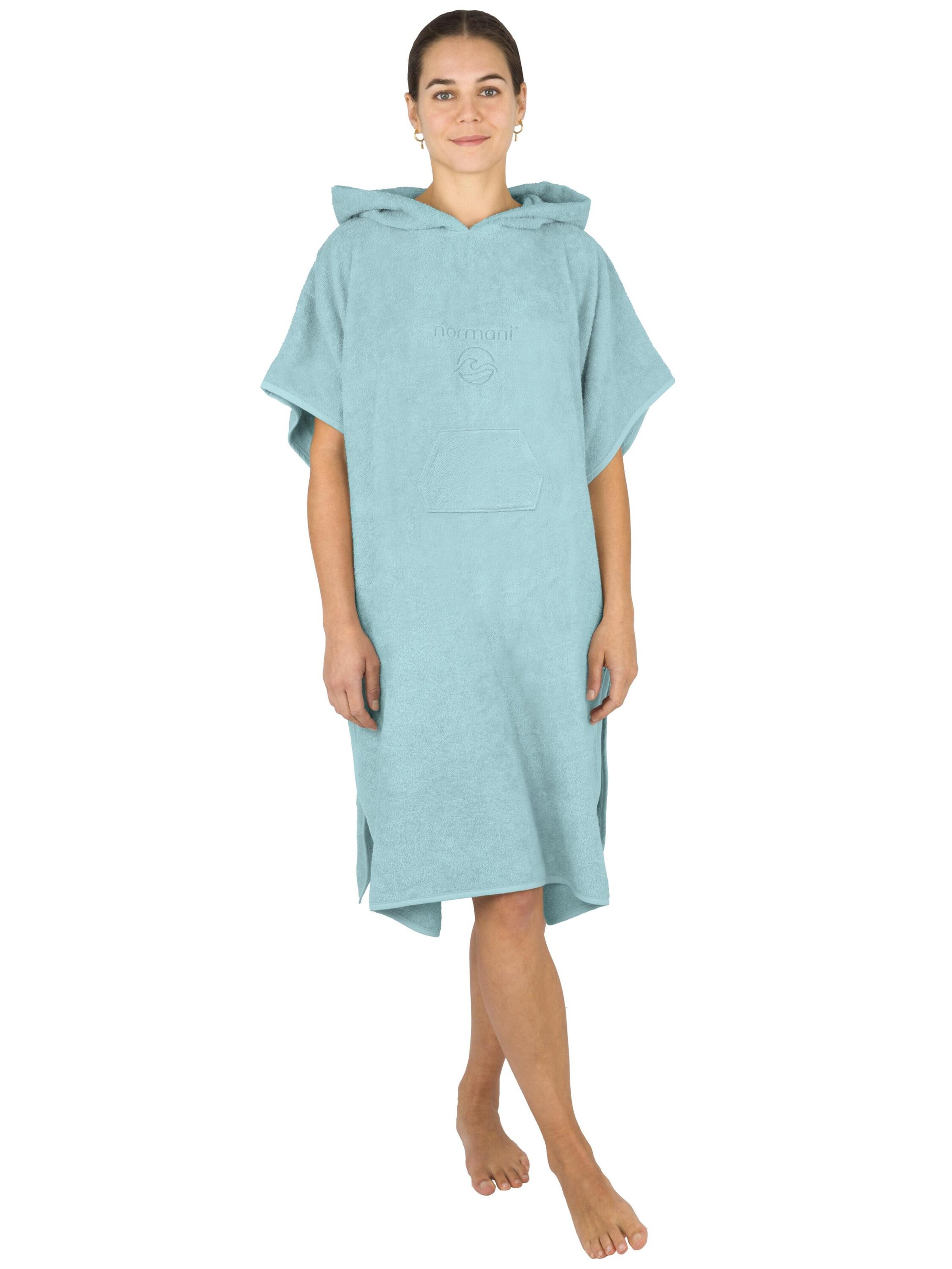 normani Bathrobe short 'Sitra' in Blue: front