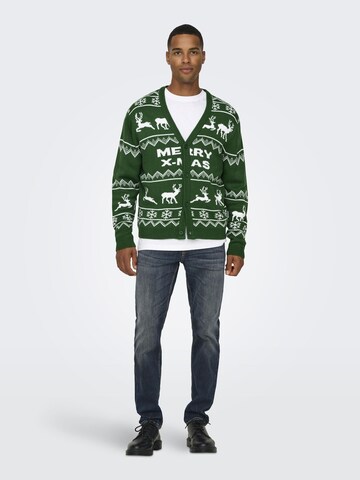 Only & Sons - Cárdigan 'XMAS' en verde