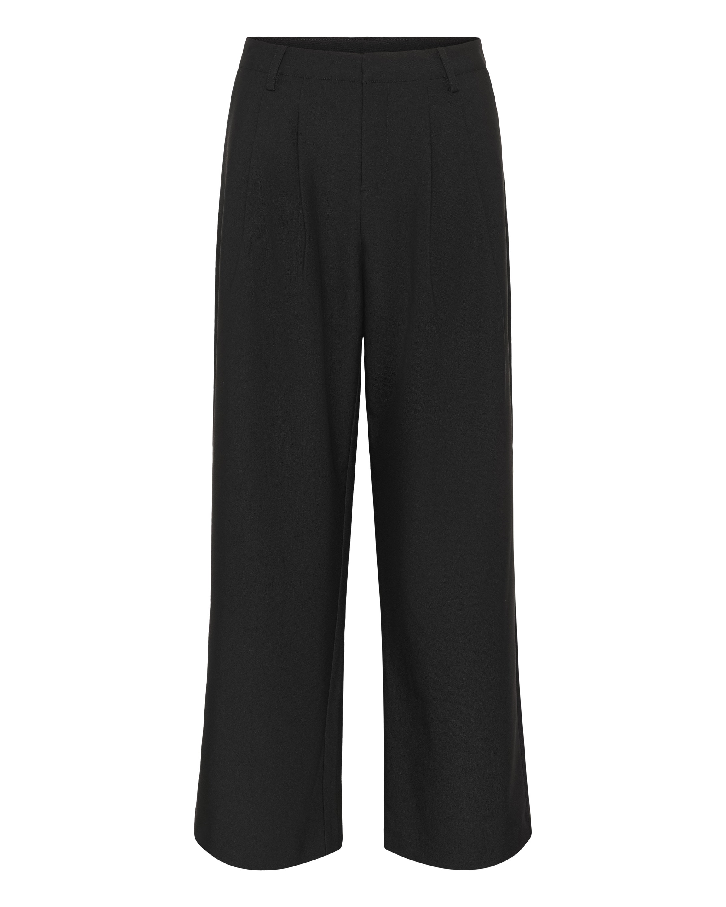 CULTURE Wide leg Pleat-Front Pants 'CUYala' in Black: front