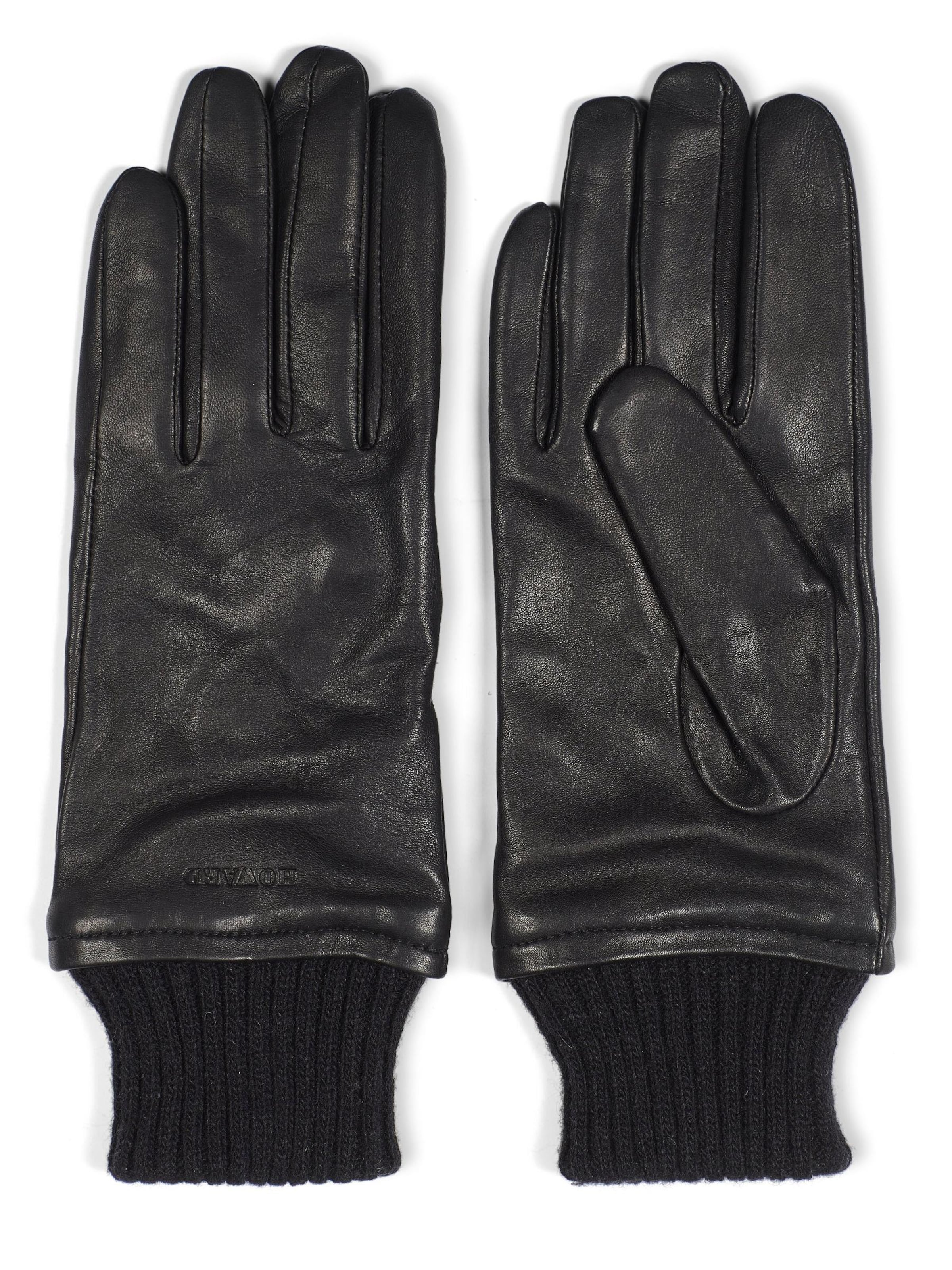 Howard London Vingerhandschoenen 'Women's Leather Gloves Ella Black' in Zwart: voorkant