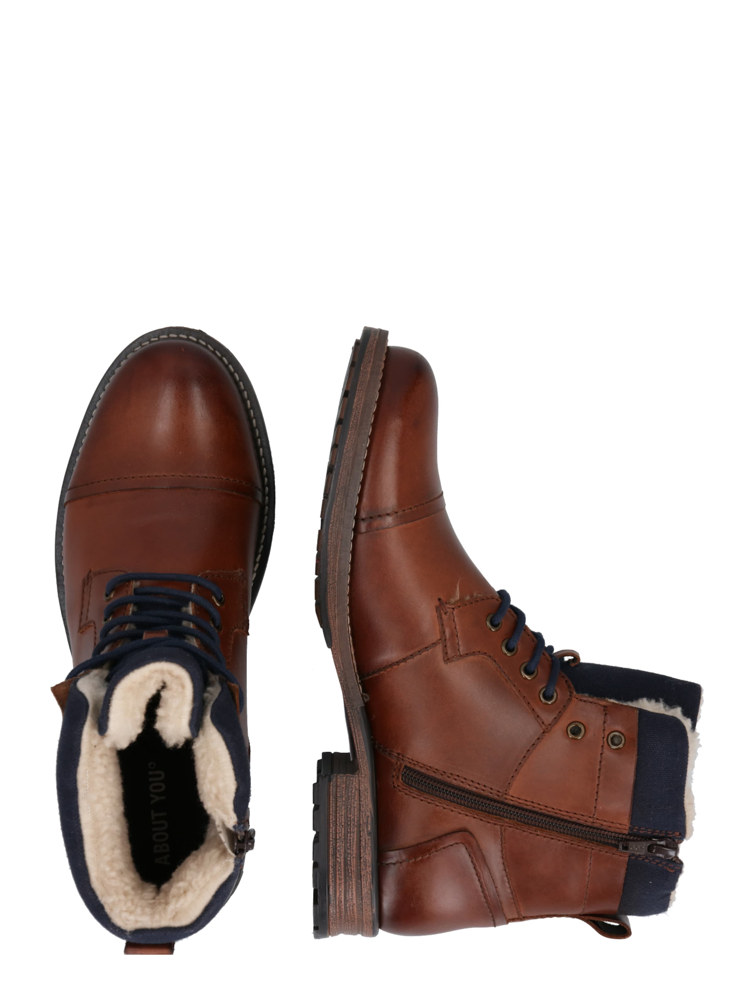 ABOUT YOU Šněrovací boty 'Finn' – hnědá