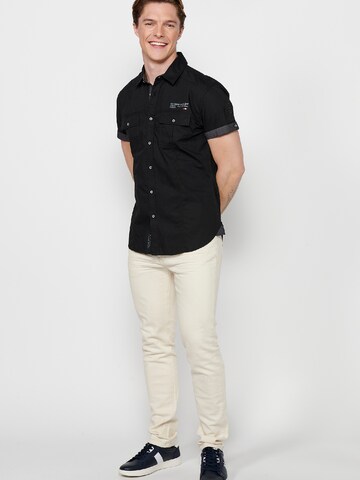 KOROSHI Slim fit Button Up Shirt in Black