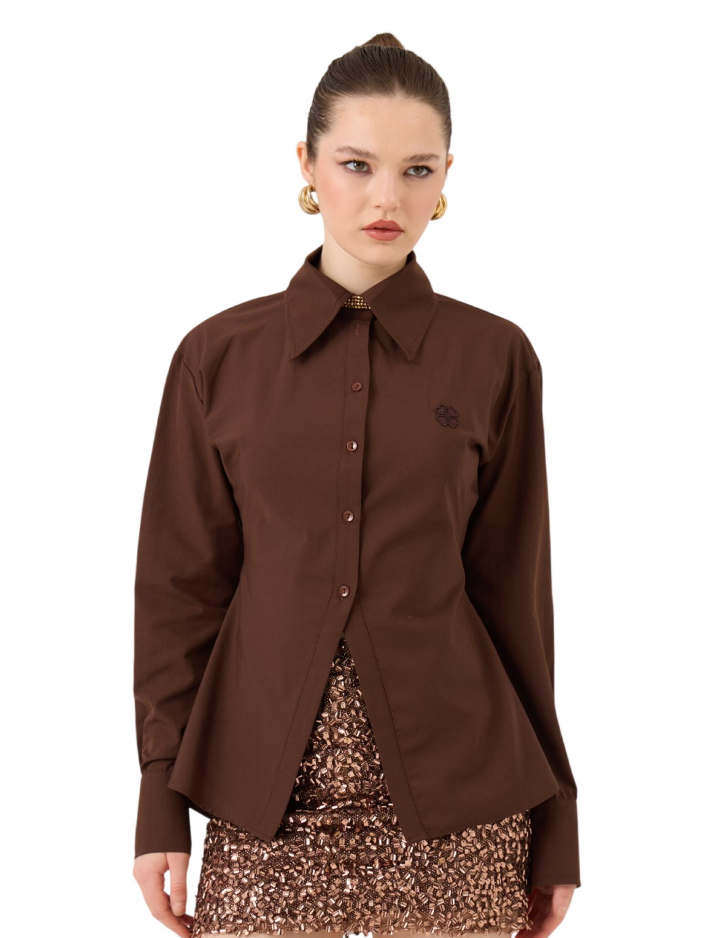 HOLLY LOLLY Blouse in Brown: front