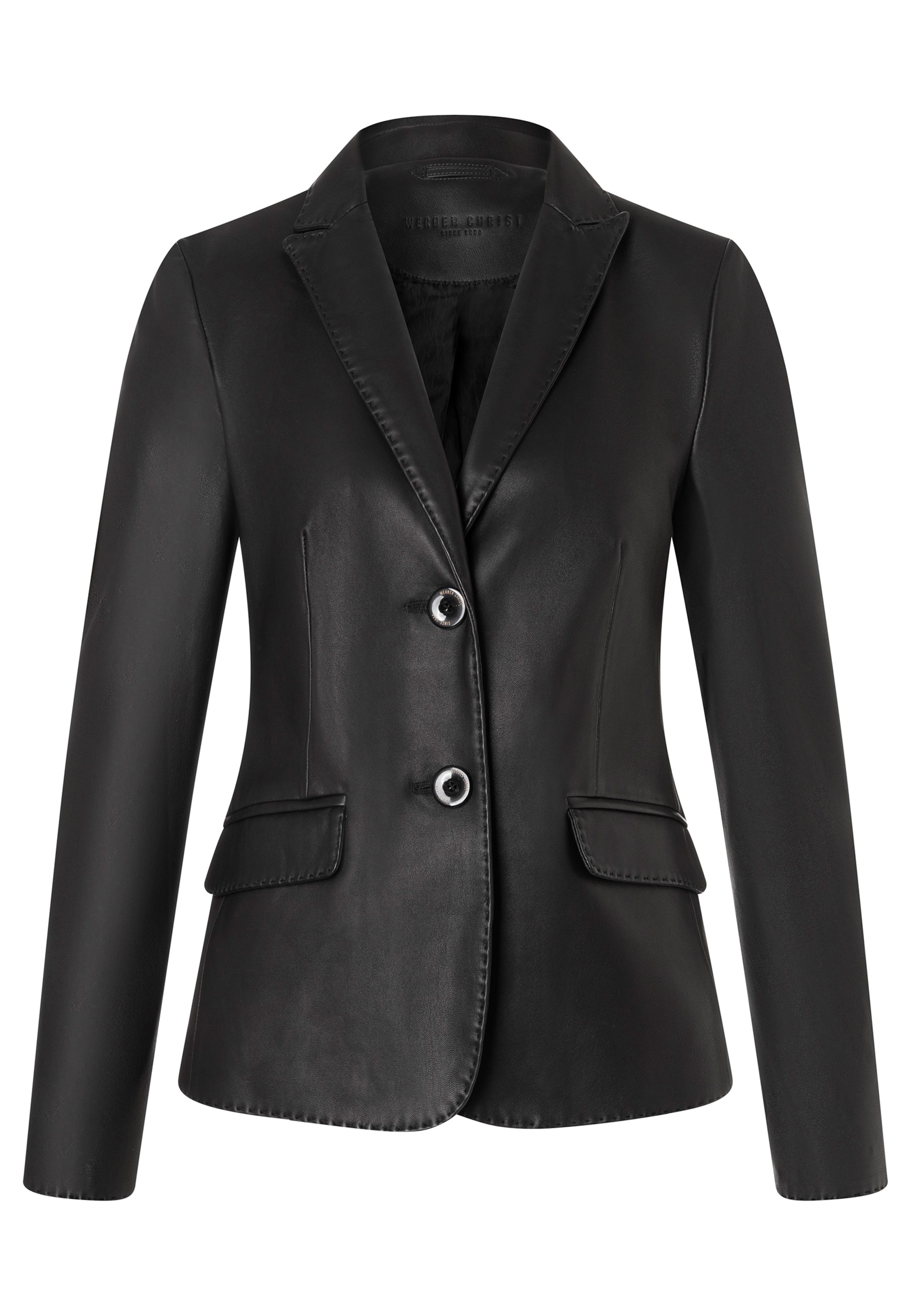 Werner Christ Lederblazer 'Beata' in Schwarz: Vorderseite