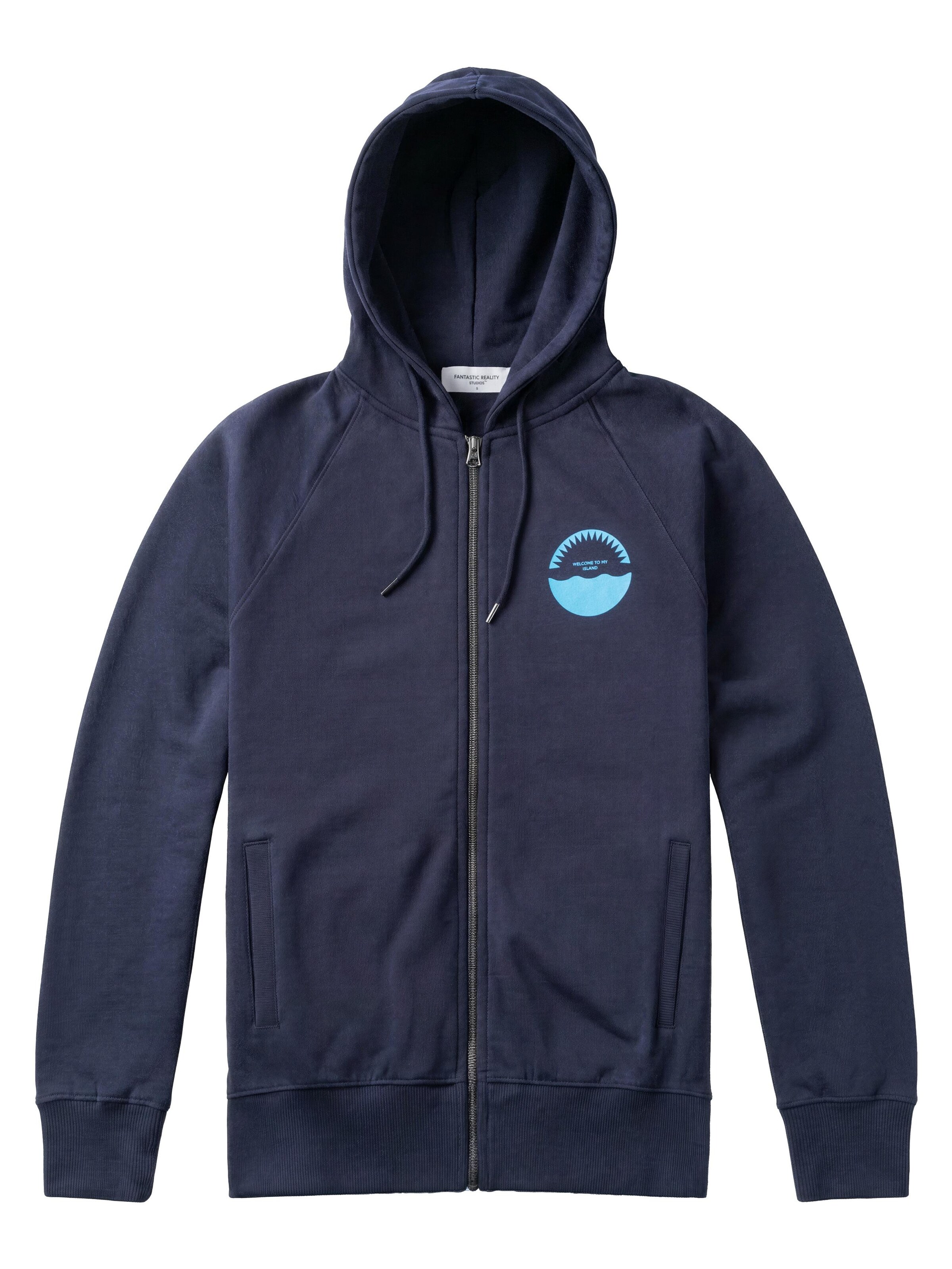 FANTASTIC REALITY STUDIOS Sweatshirt 'WELCOME ZIP-UP HOODIE - Bio-Baumwolle'‌‌‌‌‌‌‌‌ in Blau: Vorderseite