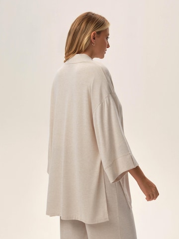 ESOTIQ - Albornoz corto 'Jersey-Hausmantel in Midilänge mit offener Front Jen L/XL' en beige