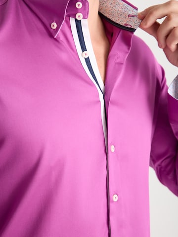 Slim fit Camicia business 'Roma Iconic Satin Man Shirt White' di 7Camicie in lilla