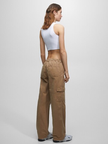 Pull&Bear Wide leg Cargo trousers in Brown