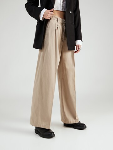 SELECTED Wide leg Trousers with creases 'MERLA' in Grey: front
