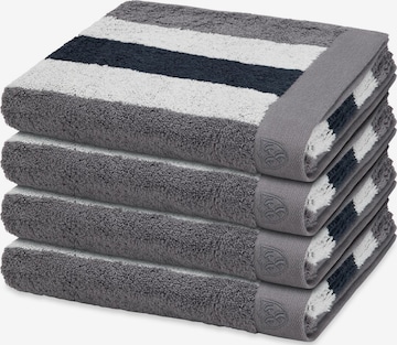 ROSS Handtuch 'Doubleface Stripes' in Grau: Vorderseite