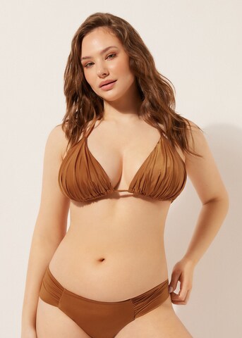 CALZEDONIA Triangel Bikinitop 'Shiny Satin' in Braun