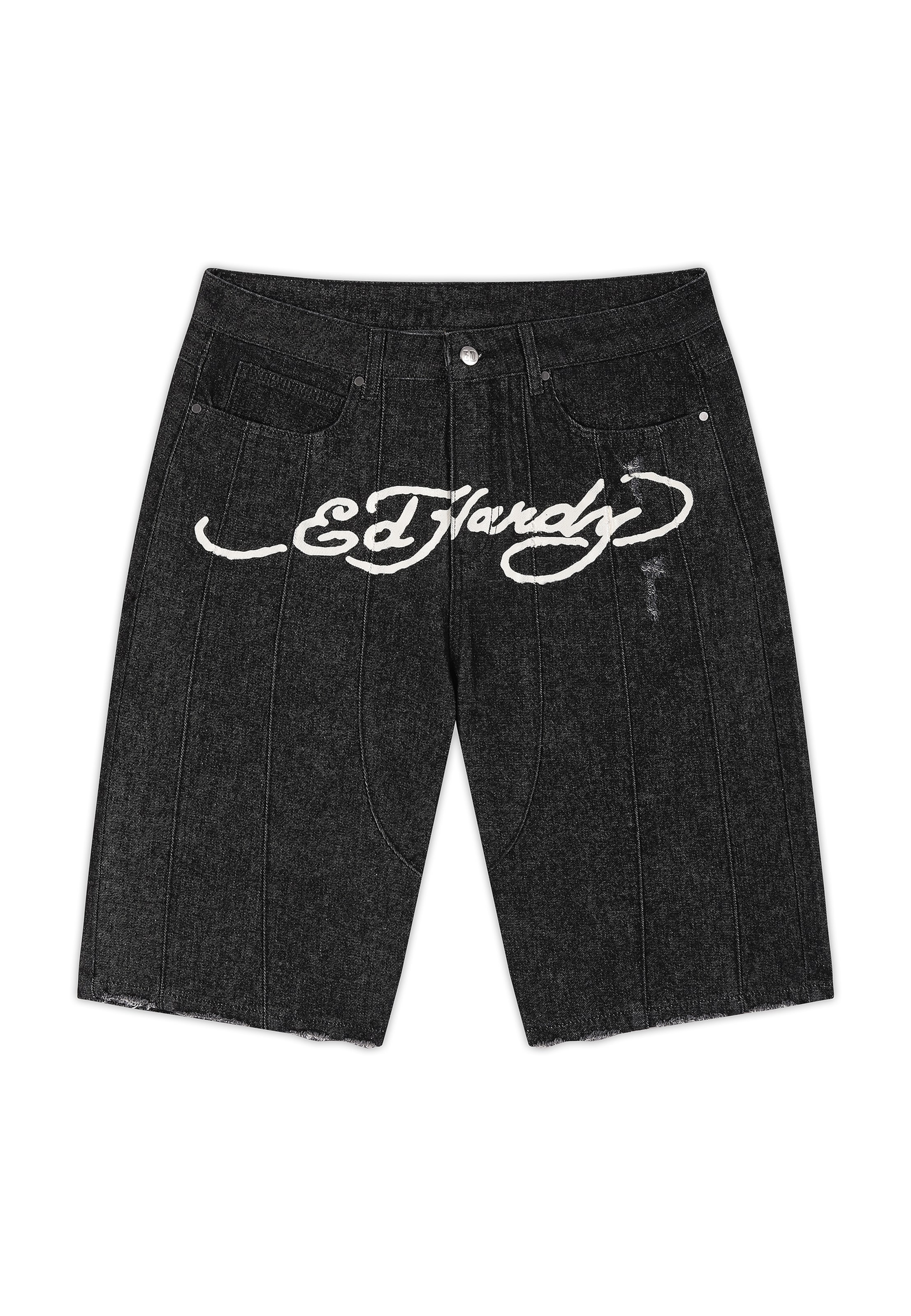 Ed Hardy Loosefit Jeans in Zwart: voorkant