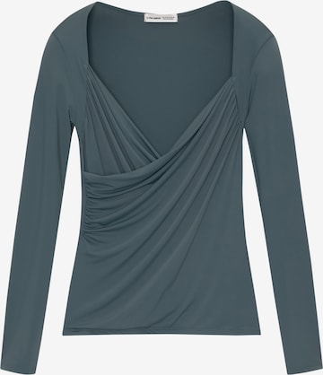 Pull&Bear Тениска в синьо: отпред