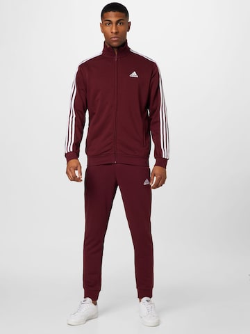 ADIDAS SPORTSWEAR Trainingspak 'Basic 3-Stripes French Terry' in Rood: voorkant