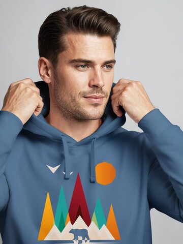 Neverless Sweatshirt 'Berg Bär Polygon' in Blue
