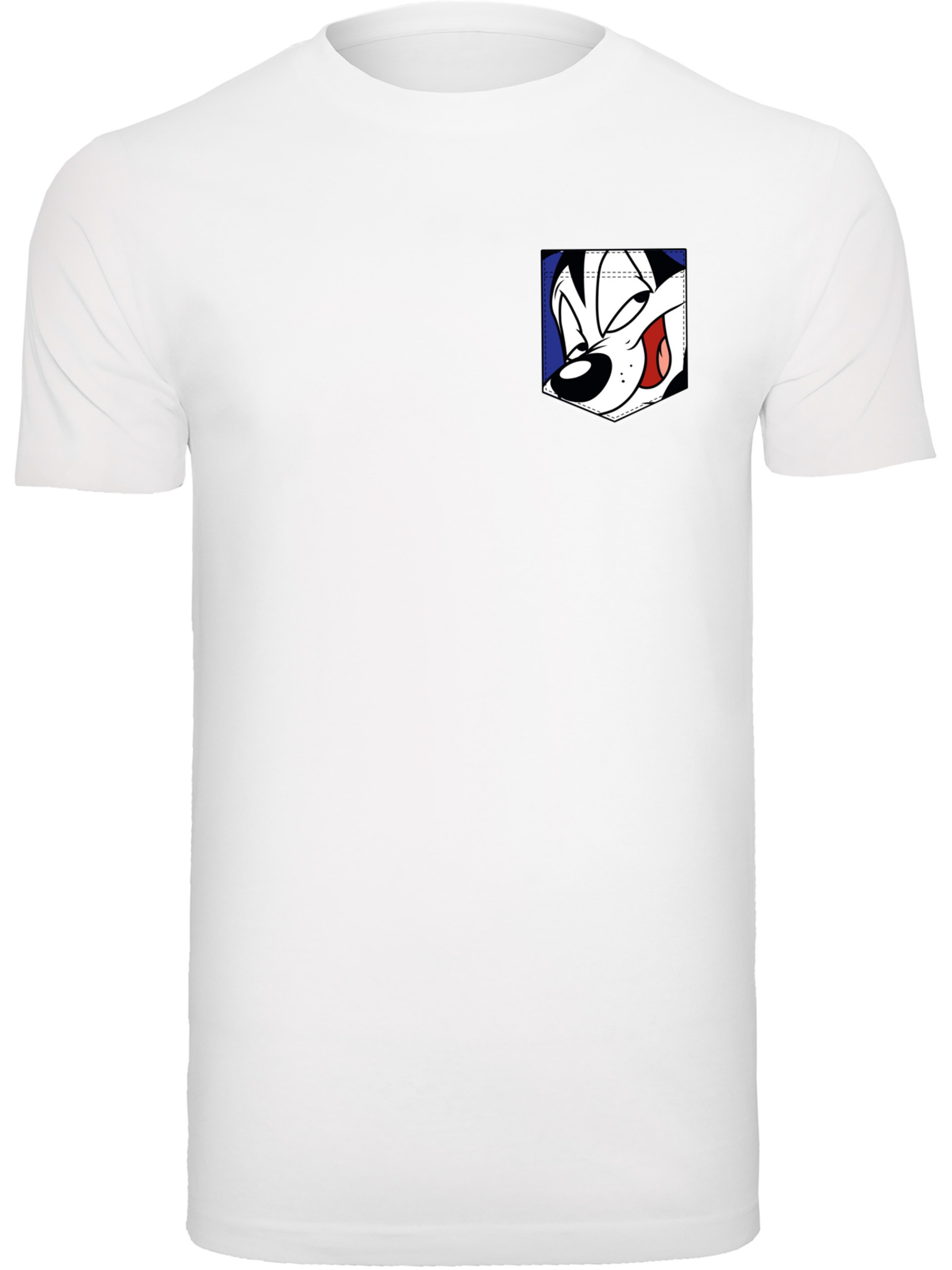 F4NT4STIC Shirt 'Looney Tunes Pepe Le Pew Face' in Wit: voorkant