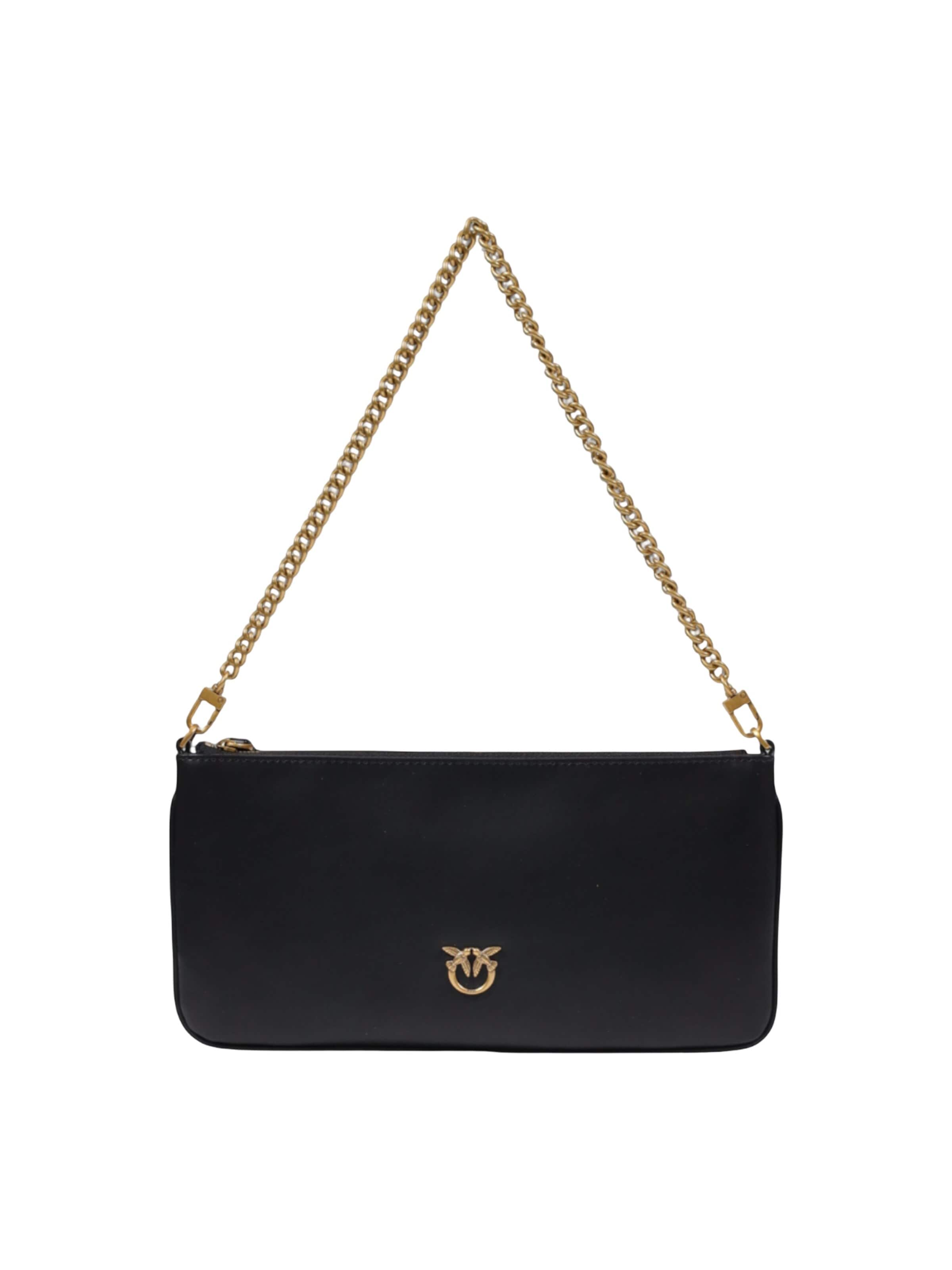Pochette 'HORIZONTAL FLAT VITELLO SETA 102747 A0F1' di PINKO in nero: frontale