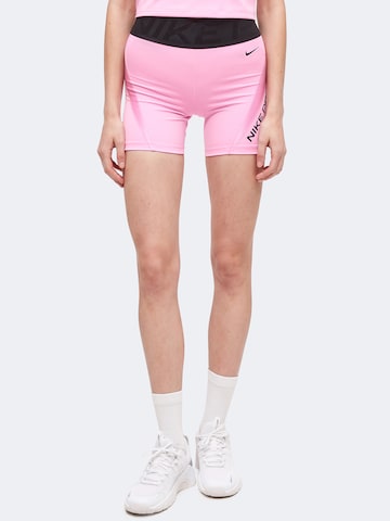 Skinny Pantalon de sport NIKE en rose : devant