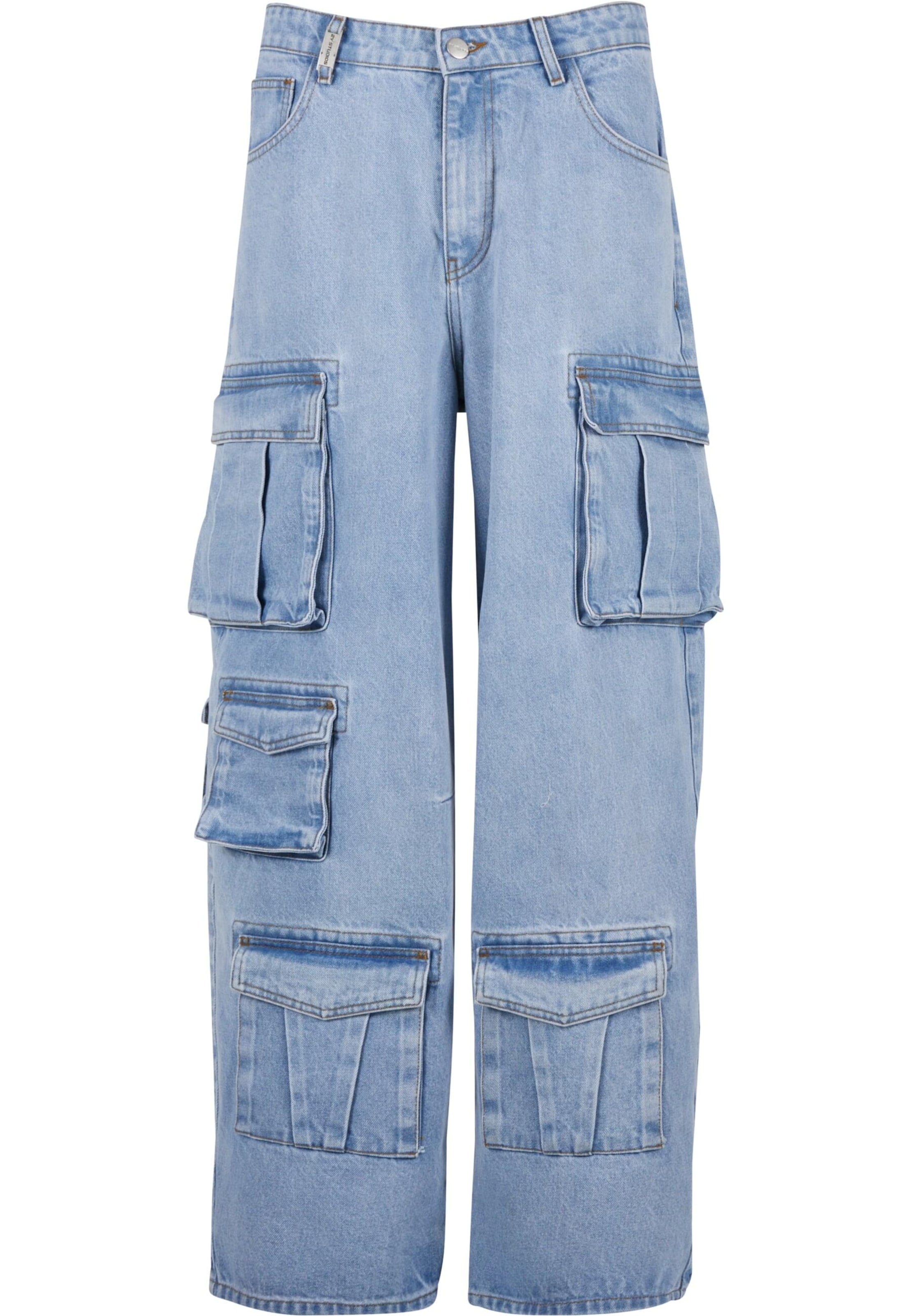 2Y Studios Zvonové kalhoty Džíny s kapsami 'Duki' – modrá: přední strana