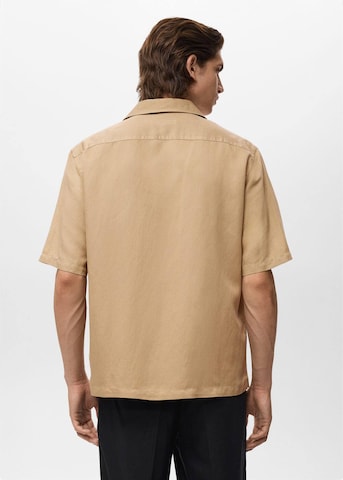 MANGO MAN Regular fit Button Up Shirt 'Banarea' in Beige