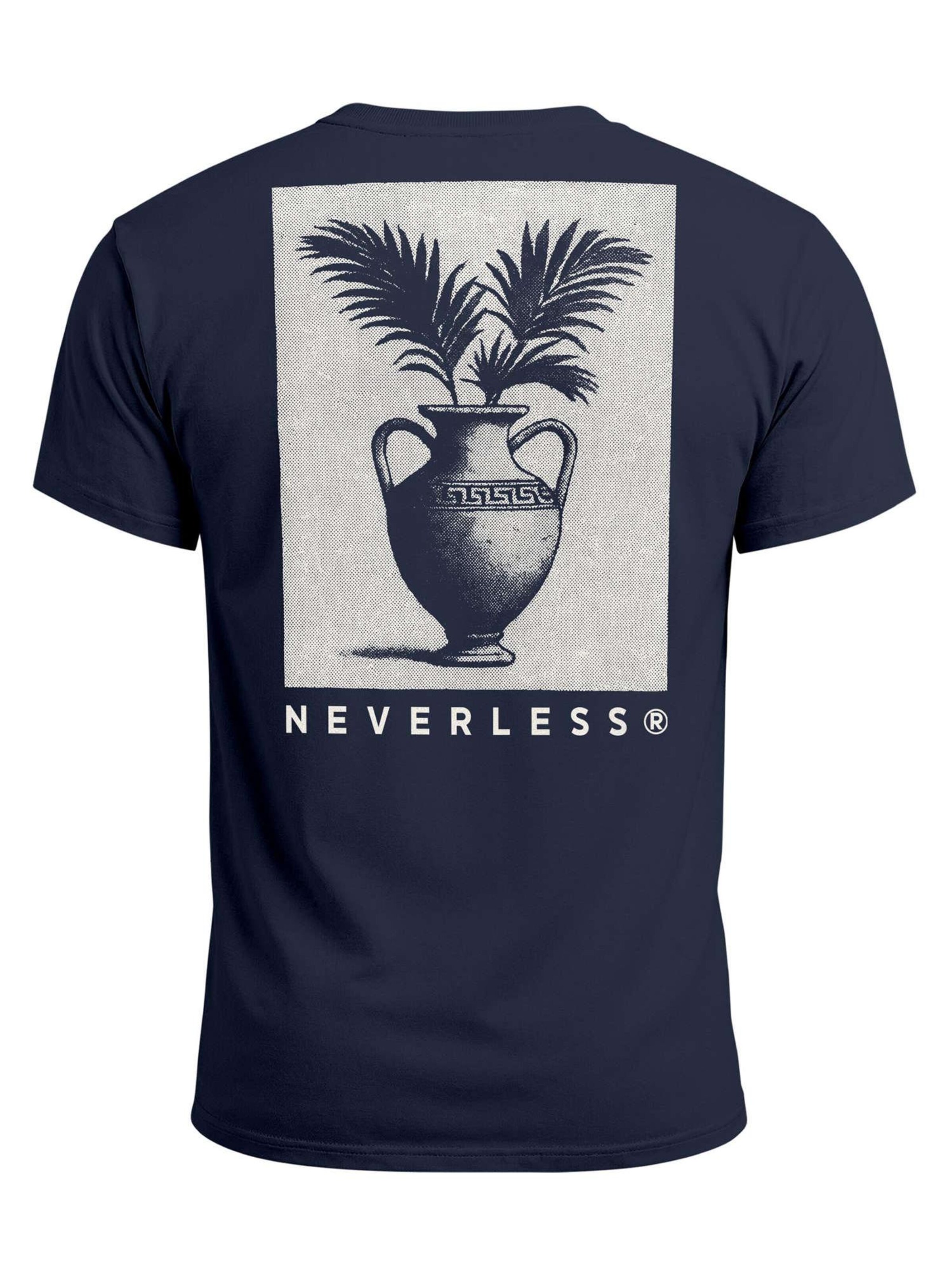 Neverless Shirt 'Greek Vase Palms' in Blue