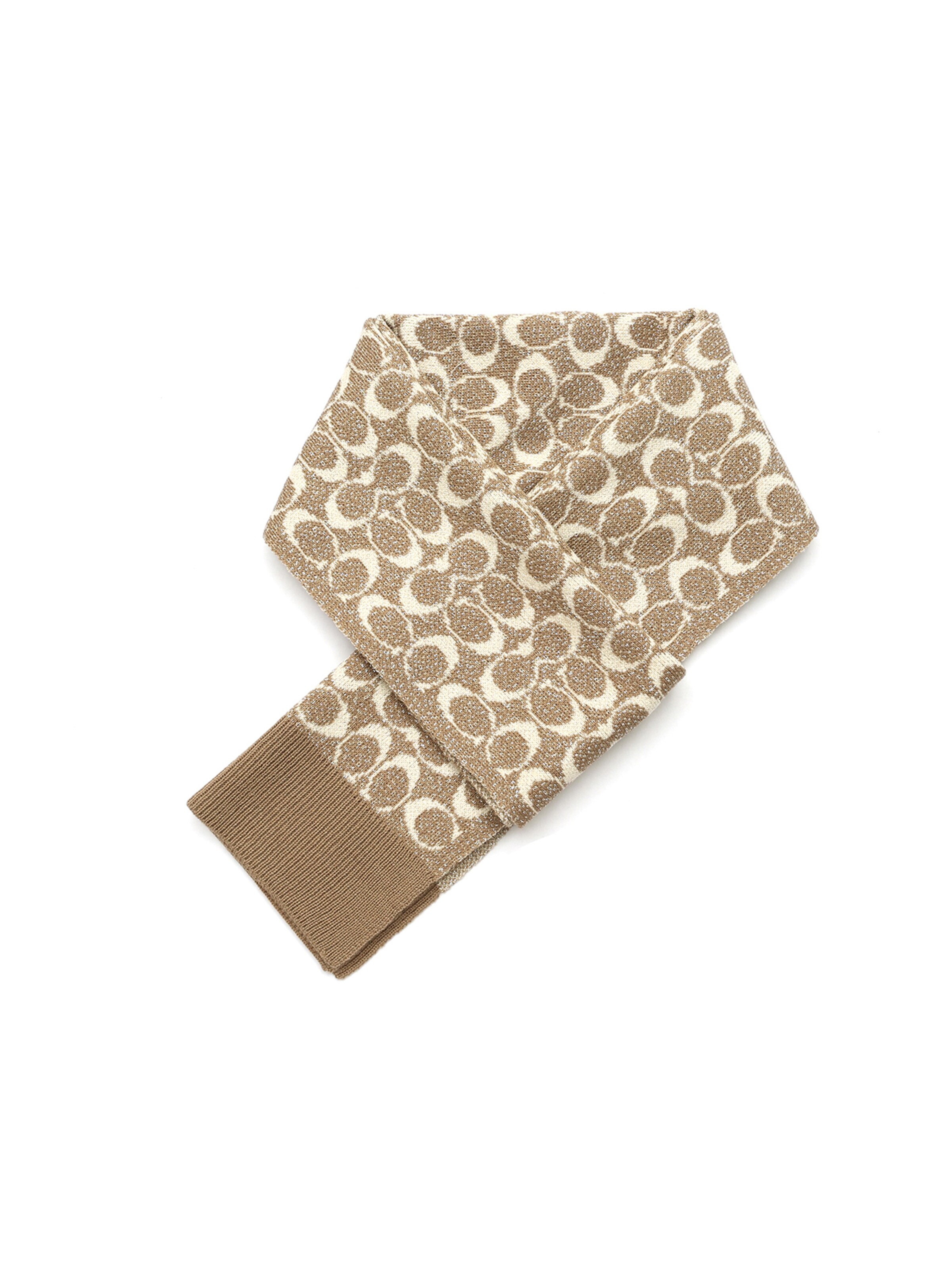 bēšs COACH Šalle 'METALLIC SIGNATURE C SCARF'