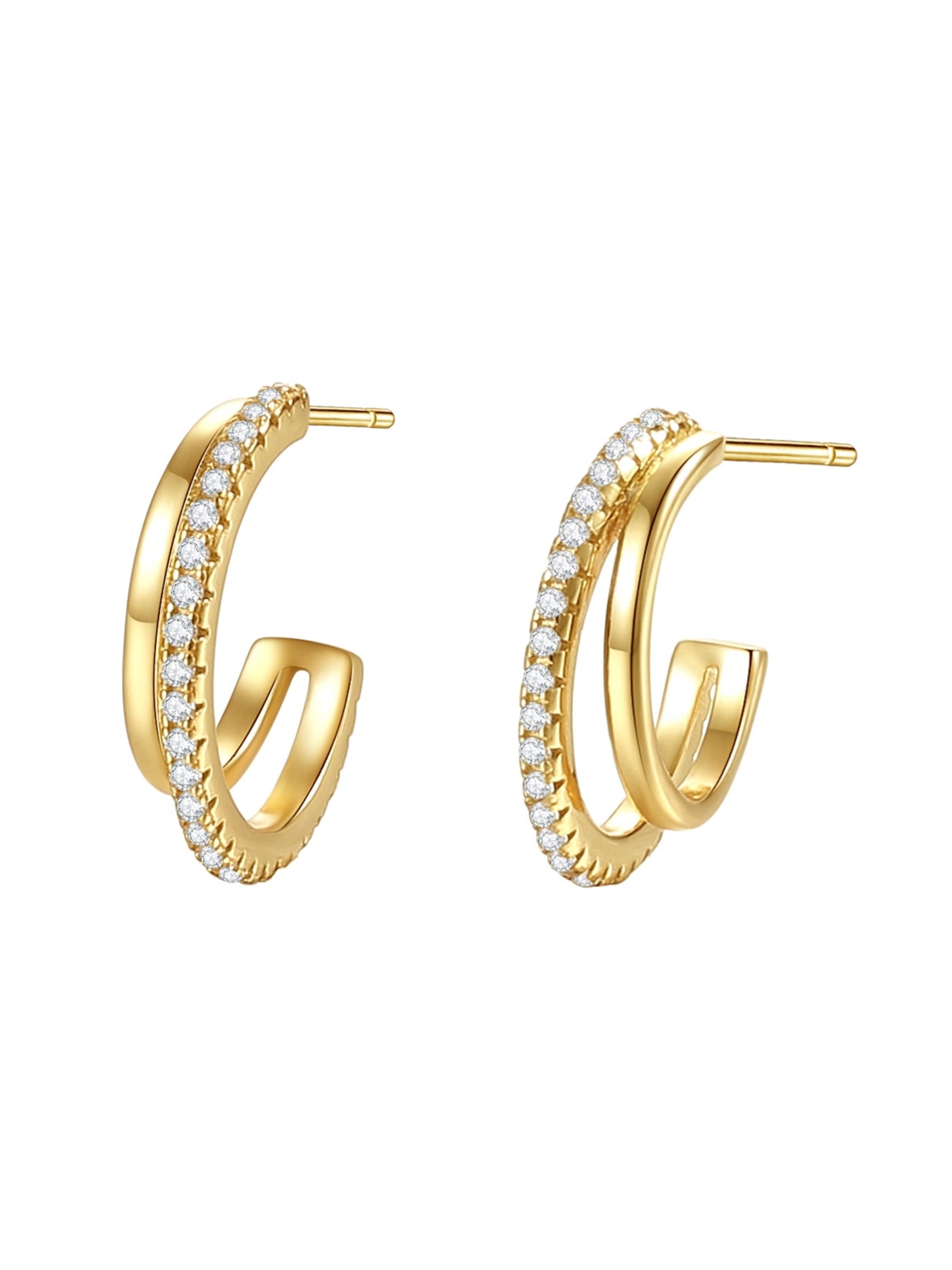 Hey Happiness Earrings 'Duo Sparkle' in Gold