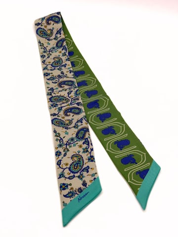 AFROZAN Scarf 'Boteh Motif Silk Twilly – Blue & Green Harmony' in Mixed colors: front