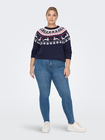 ONLY Carmakoma Sweater 'X-mas' in Blue