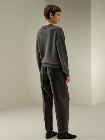 Lilysilk Pullover 'Gerippter Kaschmir Polo Pullover'‌ in Grau